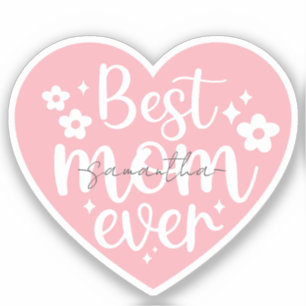 Beste Mama je - rosa Herz Aufkleber
