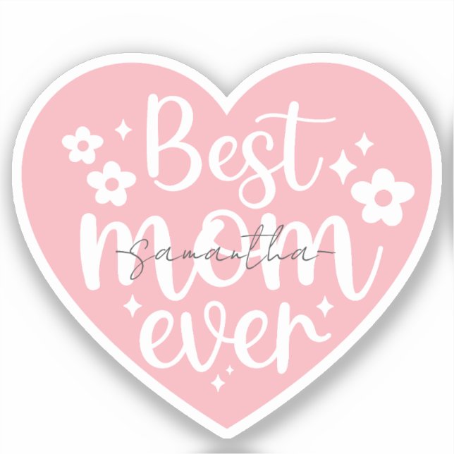 Beste Mama je - rosa Herz Aufkleber (Vorderseite)