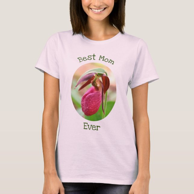 Beste Mama je Rosa Lady Slipper Orchid T-Shirt (Vorderseite)