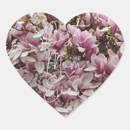 Beste Mama je Rosa Magnolia Blume Blumenstrauß Herz-Aufkleber
