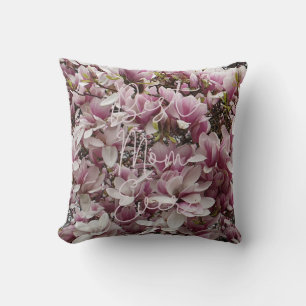 Beste Mama je Rosa Magnolia Blume Blumenstrauß Kissen