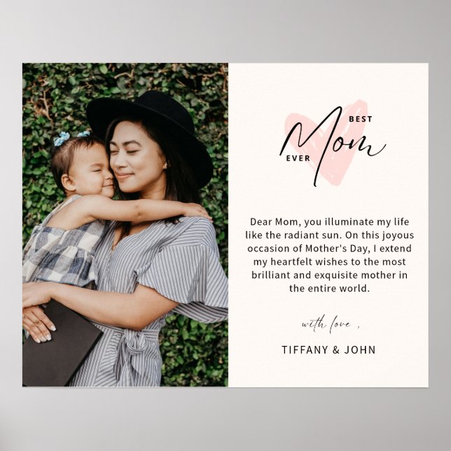 Beste Mama je rosa Niedliche Herzschrift Poster (Vorne)