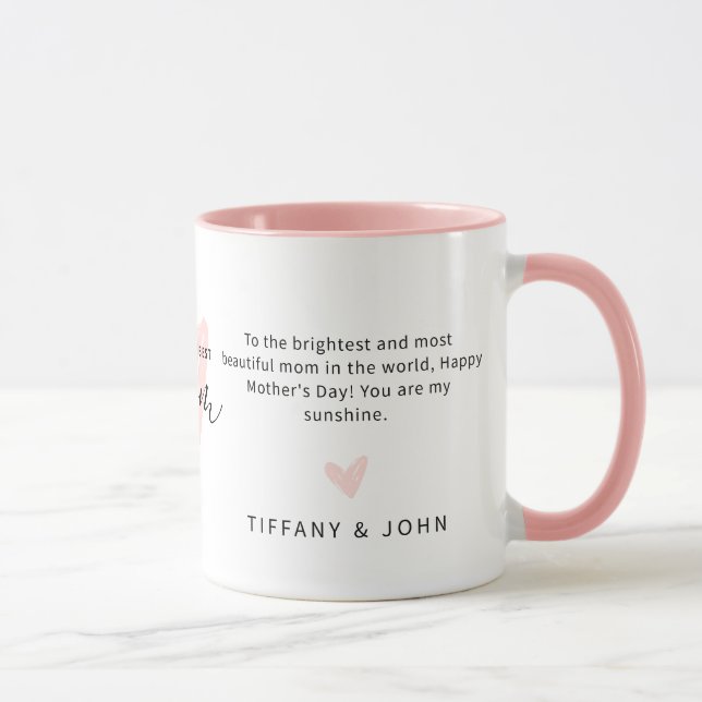 Beste Mama je rosa Niedliche Herzschrift Tasse (Rechts)