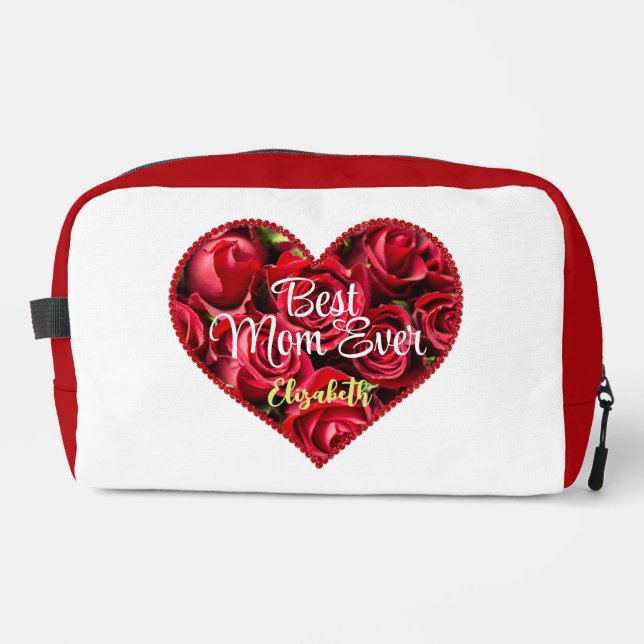 Beste Mama je Rotes Herz Trendy Modern Mothers Day Waschbeutel (Vorderseite)