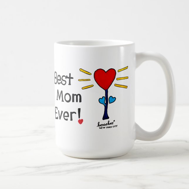 "Beste Mama je" Rotes HerzBlumen Tasse (Rechts)