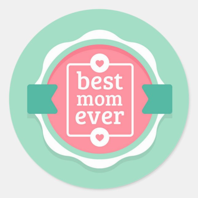 Beste Mama je Runder Aufkleber (Vorderseite)