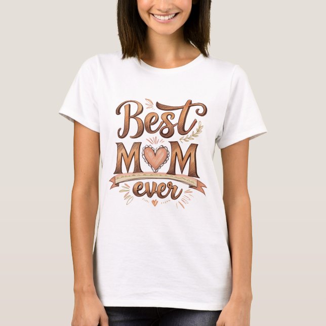Beste Mama je rustikale Typografie mit Herz T-Shirt (Vorderseite)