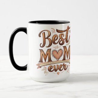 Beste Mama je rustikale Typografie mit Herz Tasse