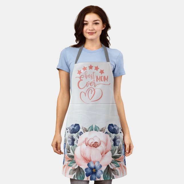 Beste Mama je rustikaler Boho Blumenmutter-Tag Schürze (Getragen)