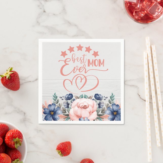 Beste Mama je rustikaler Boho Blumenmutter-Tag Serviette (Beispiel)