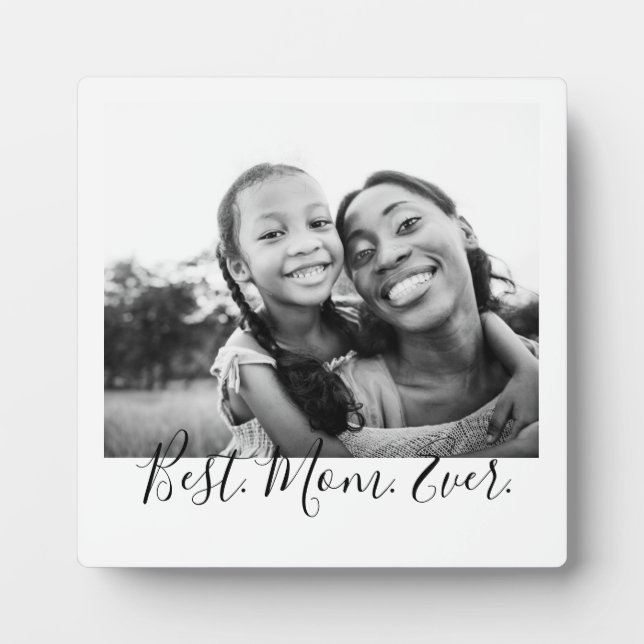 Beste Mama je Schwarz und Weiß-Script-Foto  Fotoplatte (Vorderseite)