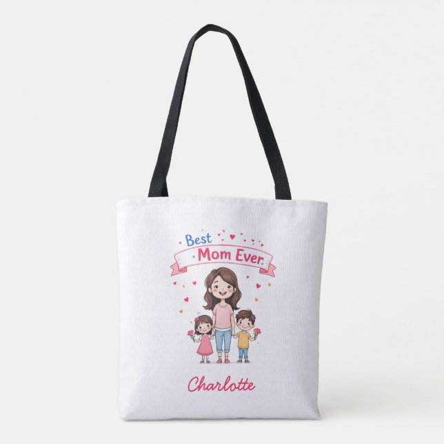 Beste Mama je | Sentimental Personalisiert Mother Tasche (Rückseite)