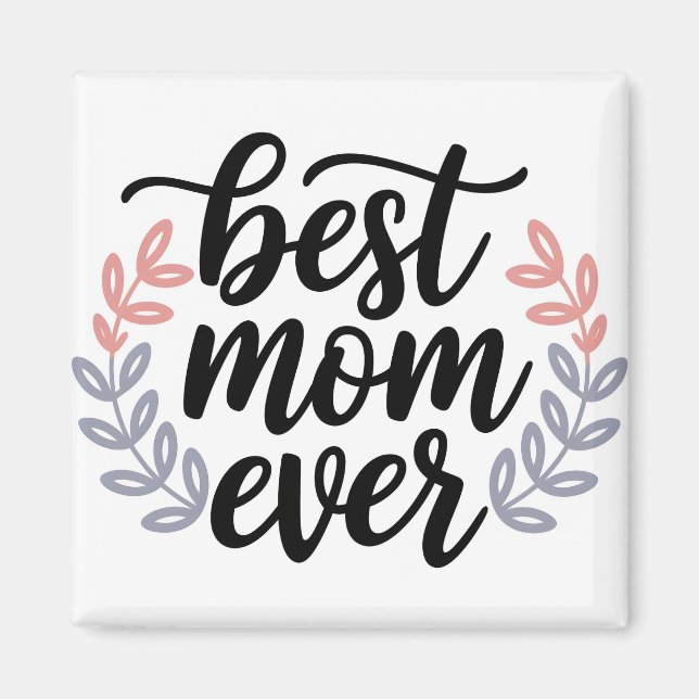 Beste Mama je Skript mit zartem Leaf Magnet (Vorne)