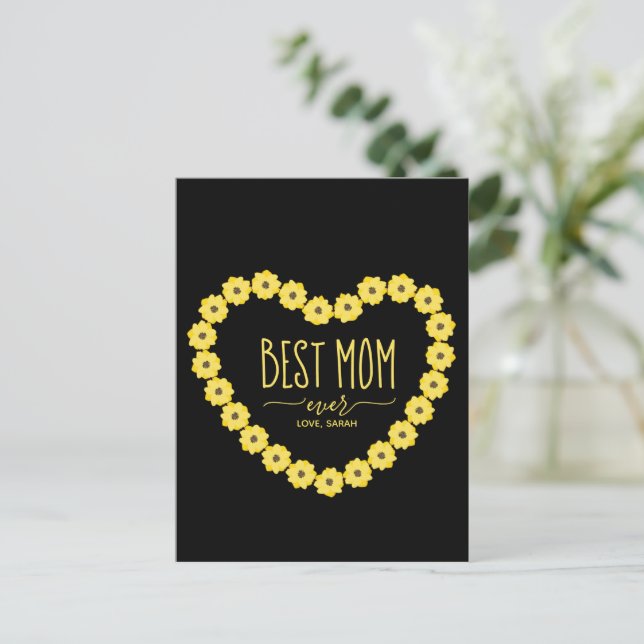 Beste Mama je Sonnenblume Individuelle Name Mama Postkarte (Stehend Vorderseite)