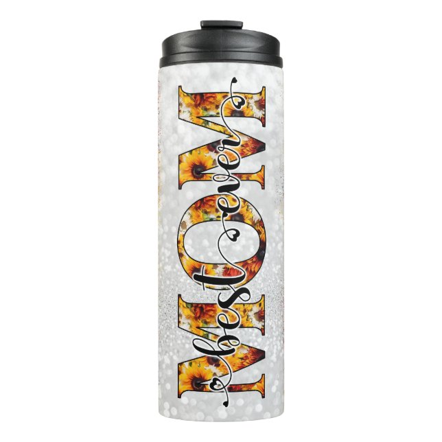 Beste Mama je Sonnenblumen Blumentherme Tumbler Thermosbecher (Vorderseite)