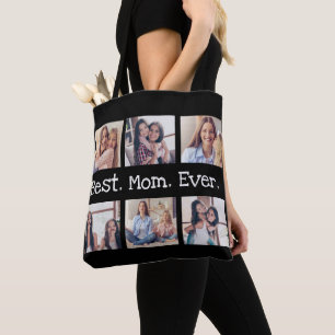 Beste Mama je Spaß Moderne 6 Foto Schwarz und Wei Tasche