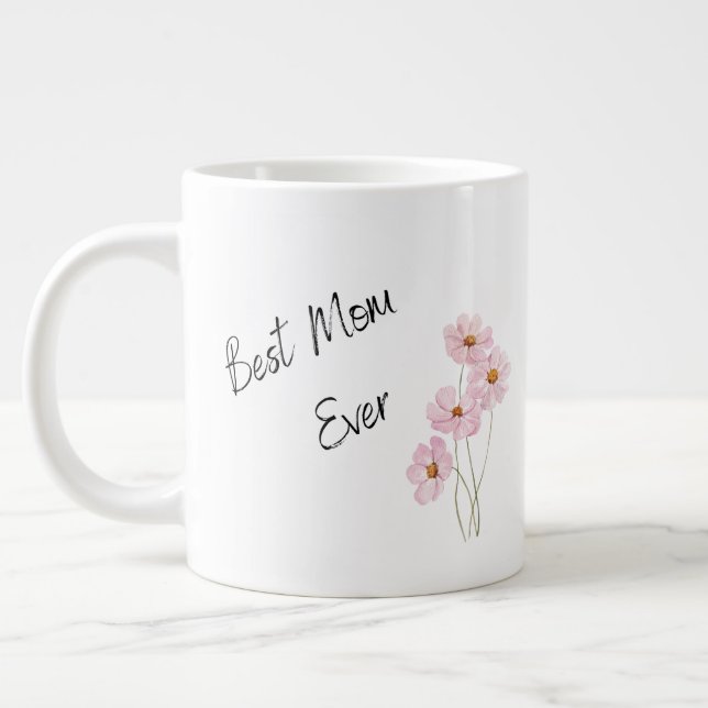 Beste Mama je Stilvolle Blume Muttertag Jumbo-Tasse (Links)