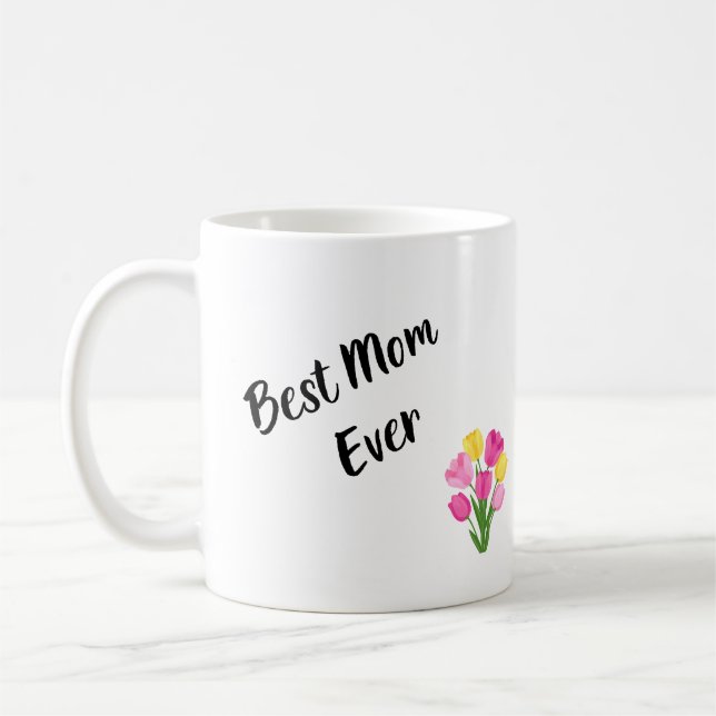 Beste Mama je Stilvolle Blume Muttertag Kaffeetasse (Links)