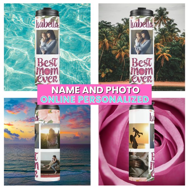 Beste Mama je stylishes Script FotoCollage Thermosbecher (Best Mom Ever Stylisht Script Photo Collage Thermal Tumbler
)