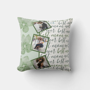 Beste Mama je Szene Green Floral Foto Collage Kissen