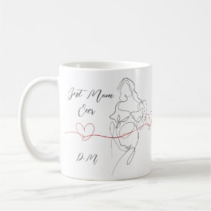 Beste Mama je trendy One Line Schwangerschaft Herz Kaffeetasse