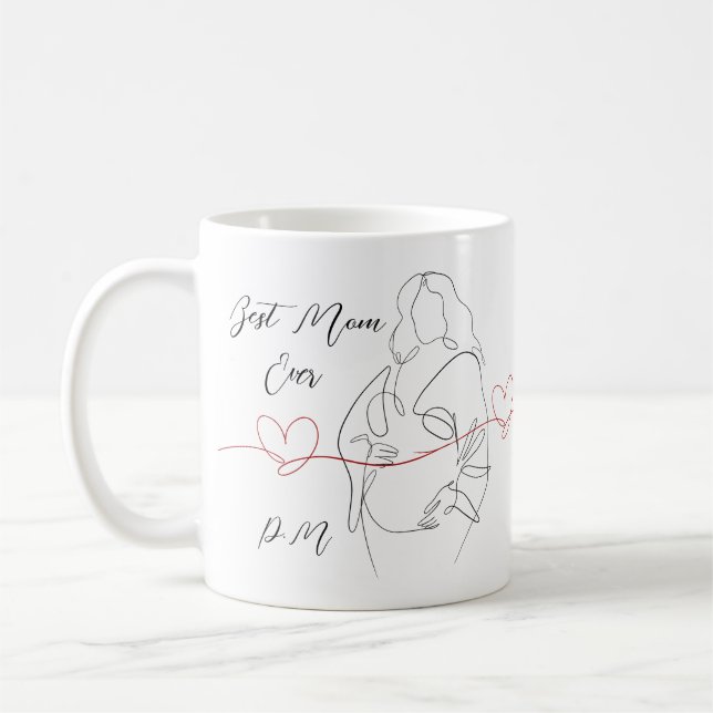 Beste Mama je trendy One Line Schwangerschaft Herz Kaffeetasse (Links)