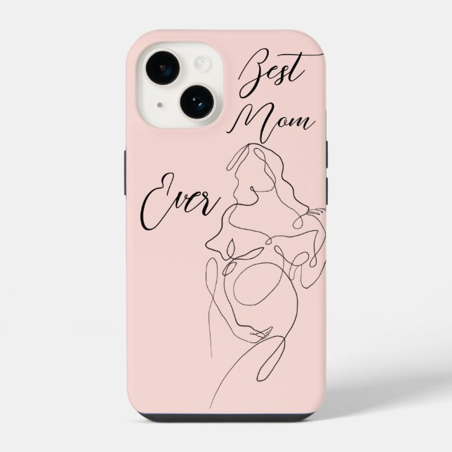 Beste Mama je Trendy One Line Schwangerschaft iPhone 14 Hülle (Rückseite)