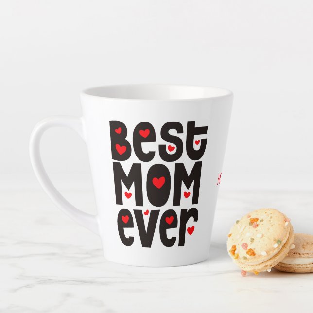 Beste Mama je Typografie Name Herz Red Black Milchtasse (Beispiel)