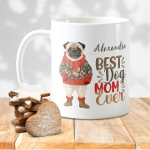 Beste Mama je Wasserfarbe Mops Name hinzufügen