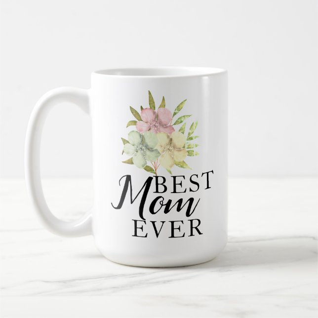 Beste Mama je Wasserfarben Blumencoffee Tasse (Links)