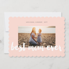 Beste Mama je Weiß Brush Script Modernes Foto Feiertagskarte
