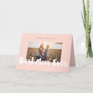 Beste Mama je Weiß Brush Script Modernes Foto Karte