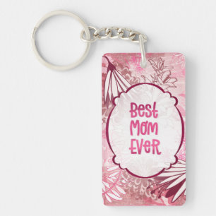 Beste Mama je - Whimsischer Pink Floral Schlüssela Schlüsselanhänger