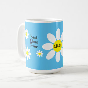 Beste Mama je White Daisies Sky Blue Blume Kaffeetasse