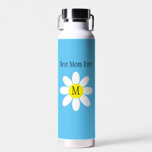 Beste Mama je White Daisy Sky Blue Single Initial Trinkflasche