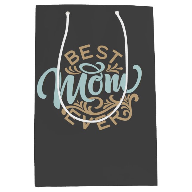 Beste Mama je Word Art Mittlere Geschenktüte (Vorderseite)