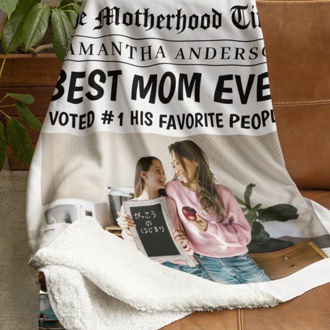 Beste Mama je Zeitung Individuelle Name & Foto Sherpadecke (Von Creator hochgeladen)