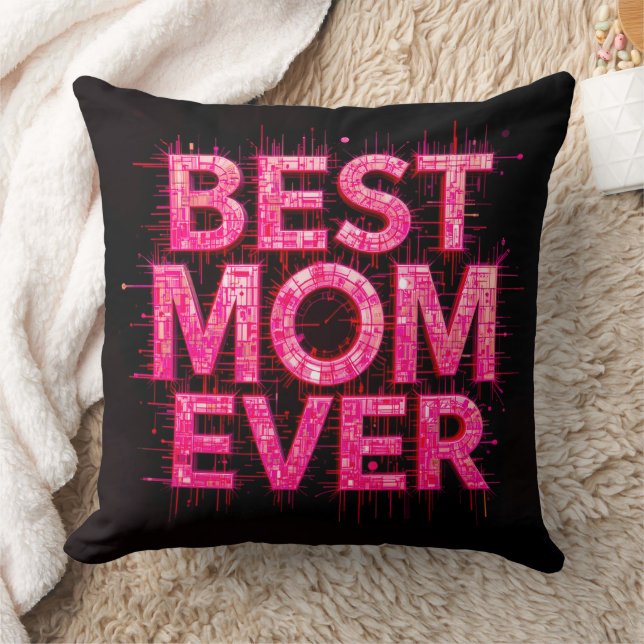 Beste Mama je Zitat Butterfly Pink Kissen (Decke)