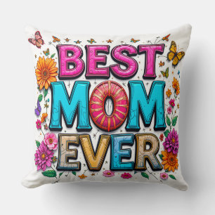 Beste Mama je Zitat Schmetterlinge bunte Blume Kissen