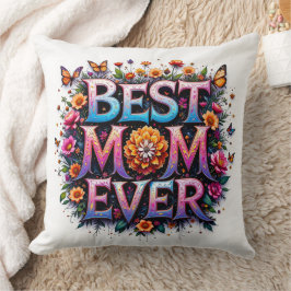 Beste Mama je Zitat Schmetterlinge bunte Blume Kissen