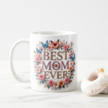 Beste Mama je Zitat Schmetterlinge und Blume