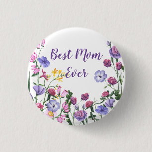 Beste Mama je Zitat Sommergarten Blume Button