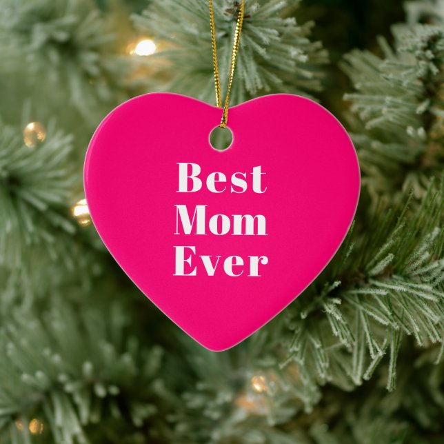 Beste Mama Jeden heißen rosa, moderne Typografie Keramik Ornament (Baum)