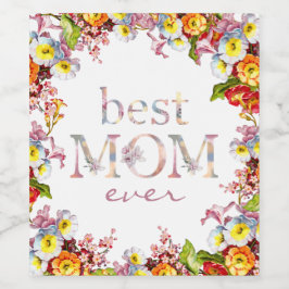 Beste Mama jemals Floral Elegantes und fröhliches Weinetikett