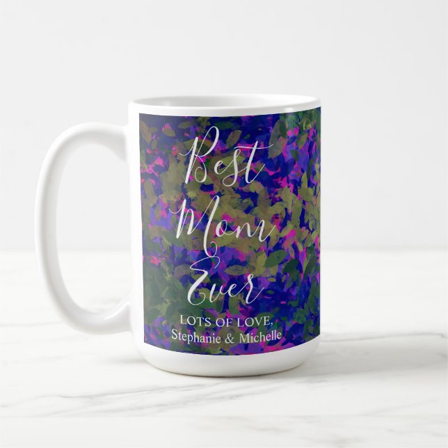 Beste Mama jemals Lila Blauer Garten Kaffeetasse (Links)