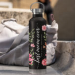 Beste Mama jemals Wasserfarbenflorchen personalisi Trinkflasche<br><div class="desc">Gib Mama ein Geschenk, das sie jeden Tag mit dieser personalisierten Flasche mit schwarzem Wasser, die von der Grafikerin Lorena Depante mit originalen Aquarellbildern geschmückt ist, Liebe und Gebrauch macht. Diese stilvolle und schicke Flasche behalte ihr Feuchtigkeit und verbessert ihr Aussehen. Sie trägt stolz dieses Sake-Geschenk herum, besonders mit den...</div>