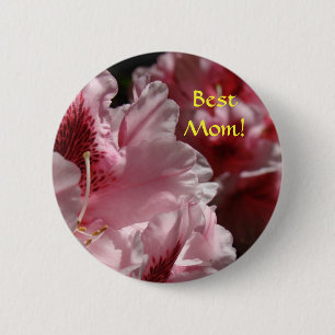Beste Mama! Knopf Rosa Rhododendren Blumen Button