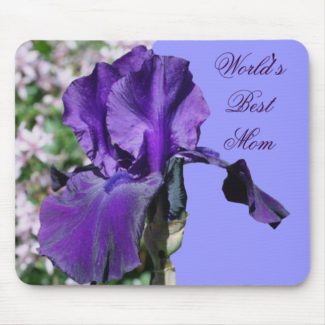 Beste Mama Lila Iris Blume Foto Mousepad (Vorne)