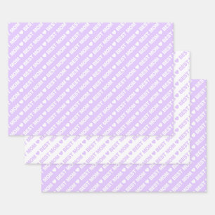 Beste Mama Lilac- und Weißwrapping-Papierblätter Geschenkpapier Set