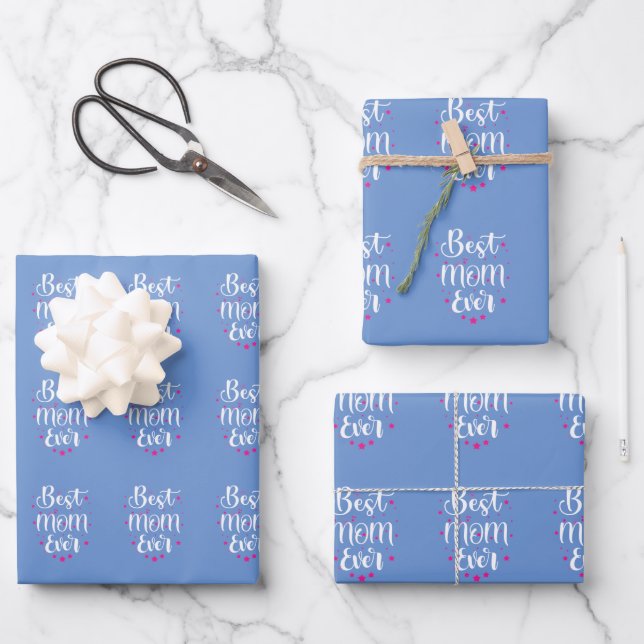 Beste Mama, Little Stars Wrapping Paper Geschenkpapier Set (Vorderseite)